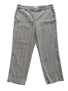 Loft The Riviera Slim Plaid Trouser Pants Pockets Gray Brown Pink Size 14